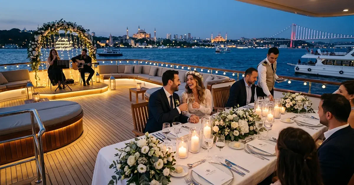 bogazda dugun nikah kutlamasi yat guverte yasami