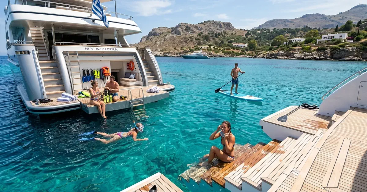 rodos adasi yuzme platformu deniz aktiviteleri